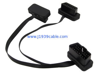 OBD2 OBDII J1962 Right Angle Male 24V to Dual Female Flat Y Cable