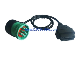 Right Angle Green Deutsch 9 Pin J1939 Female to J1962 OBDII 16 Pin Female Cable