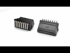 OBD 2 OBD2 OBD-II Vrouwelijke 16 nikkelgeplatte pinnenconnector met 90 graden gebogen pinnen richting de smalle