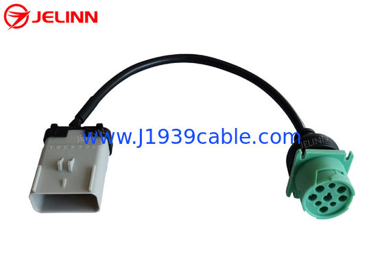 RP1226 grijze 14 Pin Male To Green Type 2 SAE Deutsch 9 Kabel van de Speldj1939 de Vrouwelijke Vrachtwagen