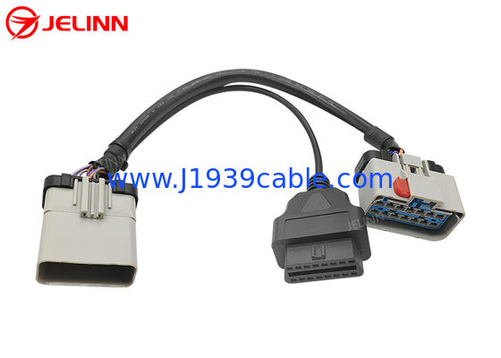 RP1226 het grijze 14 Wijfje van Pin Male To RP1226 en Kabel van de 16 Speldobd2 OBDII de Vrouwelijke Splitser Y