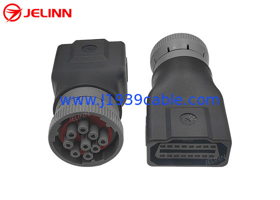 CAT Grijs J1939 9 Pin to OBD 2 OBD2 16 Pin Adapter voor Caterpillar graafmachine