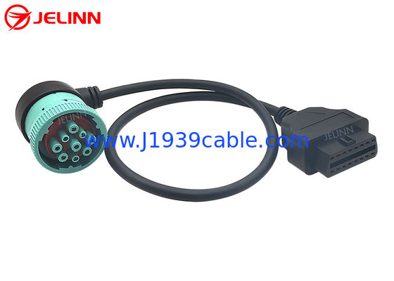 Rechte hoek Groen J1939 Deutsch 9-speld Wijfje aan J1962 OBD2 16 Pin Female Cable