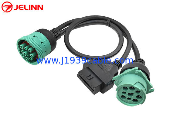 J1939 9 Pin to OBD 2 OBD2 16 Pin Splitter Y Cable 9Pin Splitter Draadgordel voor Truck GPS