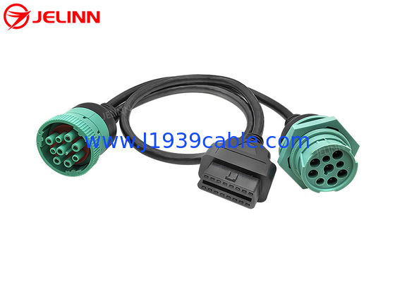 J1939 9 Pin 9pin draadverbinding met OBD 2 OBDII 16 Pin 16pin Splitter Y kabel